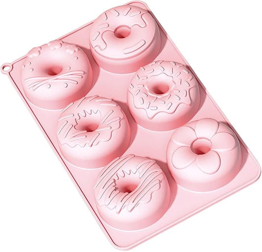 Silicone Donut Molds for Baking,6-Cavity Non-Stick Food-Grade Safe Tray - Silicone Donut Mold - for Home Kitchen Cooking Indoor House Family Homemade Microwave Freezer Oven