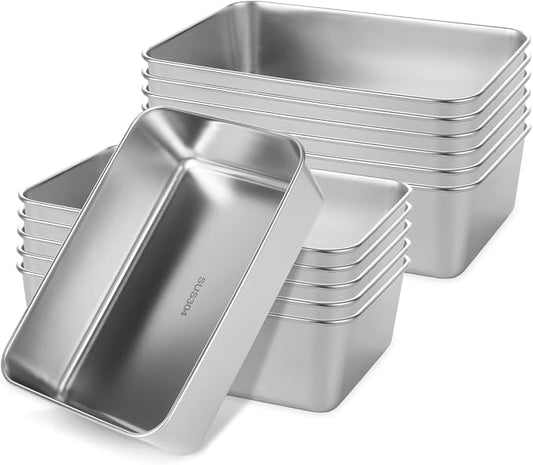 AKOLAFE 12 Pack Stainless Steel Loaf Pan 8.5 x 5.5 Inch Banana Bread Pan for Homemade Bread Loaf Pans for Baking Bread Tin Sourdough Bread Baking Pan Metal Sandwich Loaf Bread Pans for Meatloaf, Cake