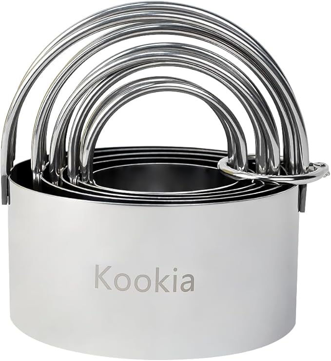 Stainless Steel Biscuit and Cookie Cutters with Handle - 5-Piece Set(1.75"~3.25"), for Professional Baking and Home Kitchen