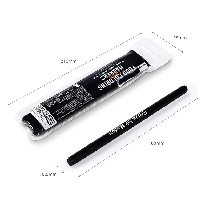 Edible Black Food Coloring Markers Double Tips 3PCS Black Ink Pen Food Grade Gourmet Writer for Decorating Fondant Cakes Cookies Frosting Easter Eggs Thick Fine Tip by Edibleink