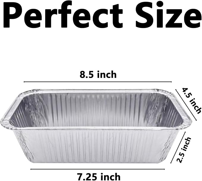 50 Pack Loaf Pans,2Lb Bread Loaf Baking Pans,Disposable Aluminum Loaf Pans,Foil Baking Container Small Foil Bread Tins for Baking Cakes, Easy Release,Non-Stick Meatloaf & Lasagna 8.5"x4.5"x2.5"