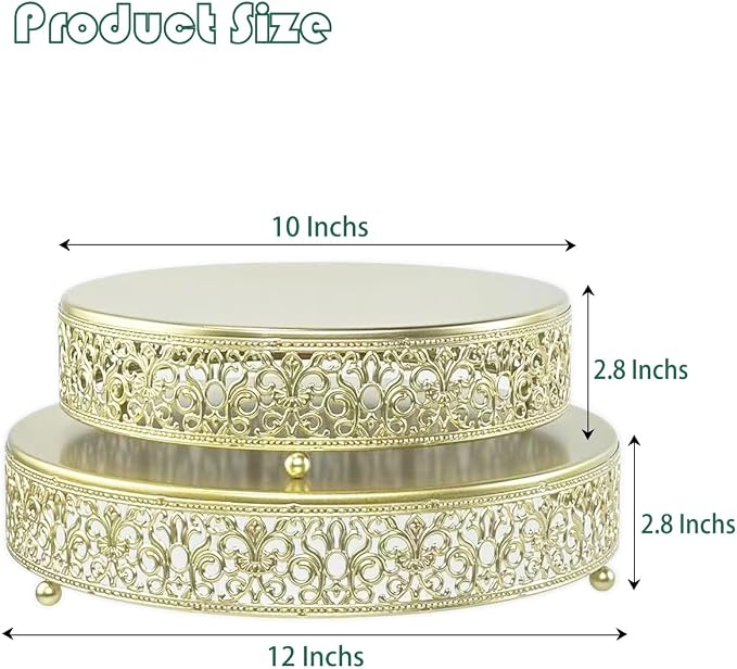 Cake Stand Set of 3 Metal Cupcake Stands Dessert Display Plate for Wedding Party Birthday (Metal, Gold)