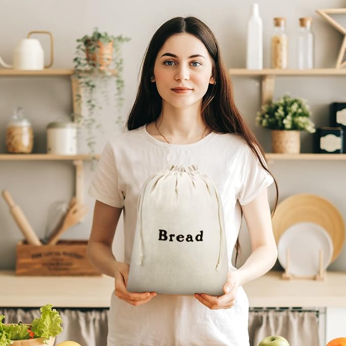 Woanger Linen Bread Bags - Reusable Bread Storage for Homemade Loaves & Pastries - Unbleached, 12 x 15 Inch - Perfect for Bakery, Picnic, Wedding & Camping (6 Pieces)