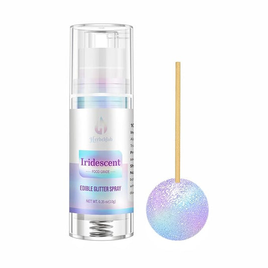 Iridescent Edible Glitter Spray – Herbeklab 10g Food Grade Rainbow Edible Shimmer Spray for Cakes, Cookies, Chocolate, Strawberries, Drinks and Cocktails– Upgraded Bottle Design