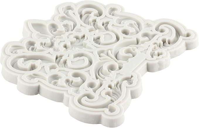 Baroque Fondant Mold Curlicues Scroll Lace Silicone Molds Filigree Mold 3D Sculpted For Sugar Cake Decorating Cupcake Topper Candy Chocolate Gum Paste Polymer Clay