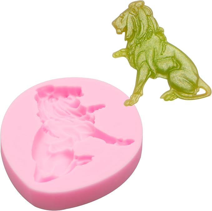 3D Lion Silicone Molds 2 Pcs, Forest Theme Jungle Safari Animal Lion Chocolate Baking Fondant Molds for Cake Decoration Candy Cupcake Topper Cake Polymer Clay Crafts Epoxy Resin