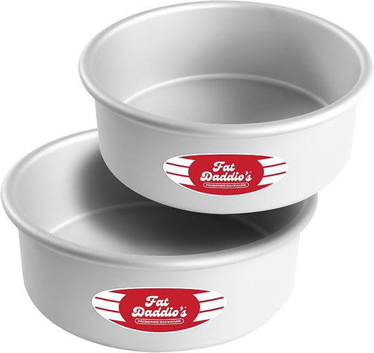 Fat Daddio's PRD-83SET Anodized Aluminum Round Cake Pans, 2 Piece Set, 8 x 3 Inch