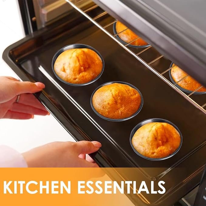 8 Pack Egg Tart Molds, Non-Stick Tartlets Dessert Mold Pans, Mini Tiny Pie Carbon Steel Muffin Tins, Cupcake Pans w/Oil & Dish Brushes for Cakes, Cookies, Quiche