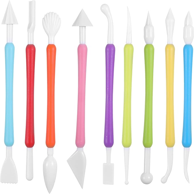 9PCS Double Head Air Clay Tools, Air Dry Clay Tools, Plastic Modeling Clays Tool for Pottery, Modelings, Sculpting, Cake Decoration