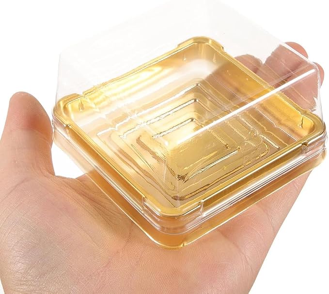 Clear Plastic Mini Cake Boxes, Square Cupcake Holders, Mini Dessert Packaging with Lids for Cupcakes, Macarons, Muffins Baking Gifts (25 Pack)