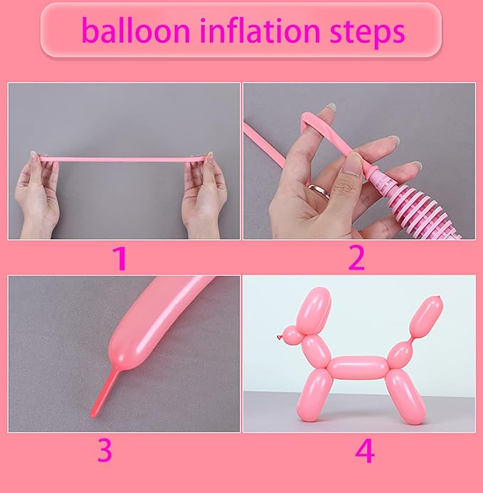 Balloon Pump Handheld Two-Way Dual Action - Hand Blower Air Pumper for Balloons - Ballon Inflator Pumping - Manual Baloon Inflators Machine (Pink 1 Piece)