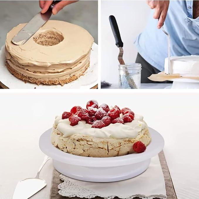 2 PCS Baking Supplies Cake Stand, 11 Inch Cake Decorating Supplies Rotating Stand, for Kitchen Cake Baking (White)