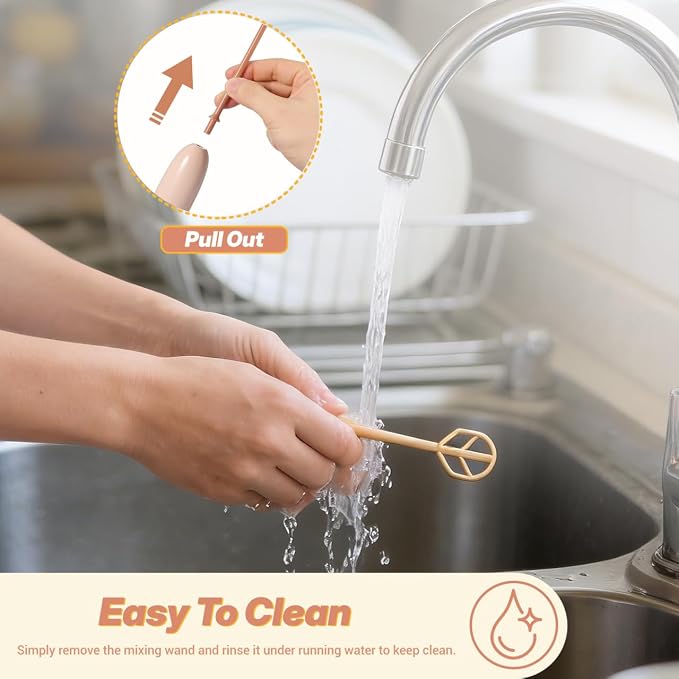 1 Set Baby Milk Powder Mixer Handheld Drink Stirrer, Light Brown Detachable Battery Operated, Newborn Nutrition Protein Coffee Kitchen Blending