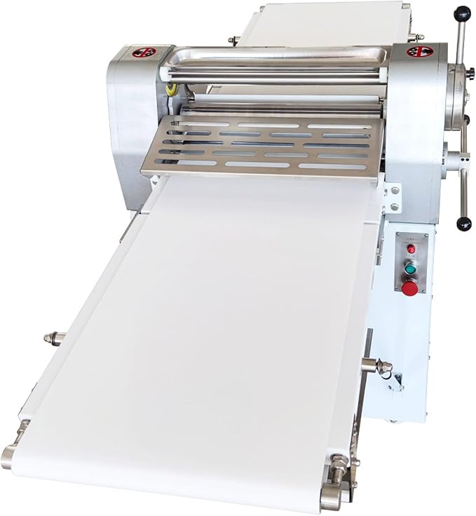 Dough Sheeter Machine Electric Dough Sheeter Roller Pastry Press Machine with 80.9x19.7" Conveyor Belt 0.06"-1.38" Adjustable Thickness for Making Croissant Pastry Foldable Design 220V 750W