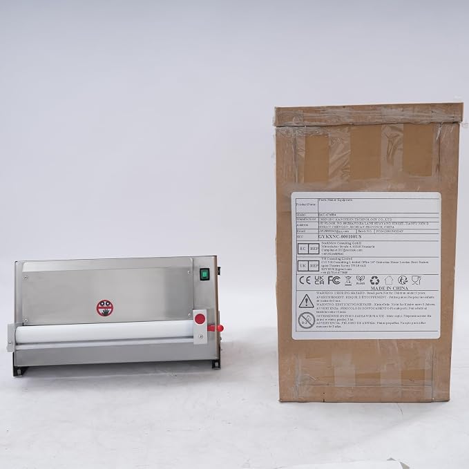 3"-18" Pizza Dough Roller Sheeter, Commercial Automatic Pizza Press Making Rolling Machine with Adjustable Thickness, Electric Pizza Dough Sheeter for Bakeries & Restaurants, 240 PCS per Hour