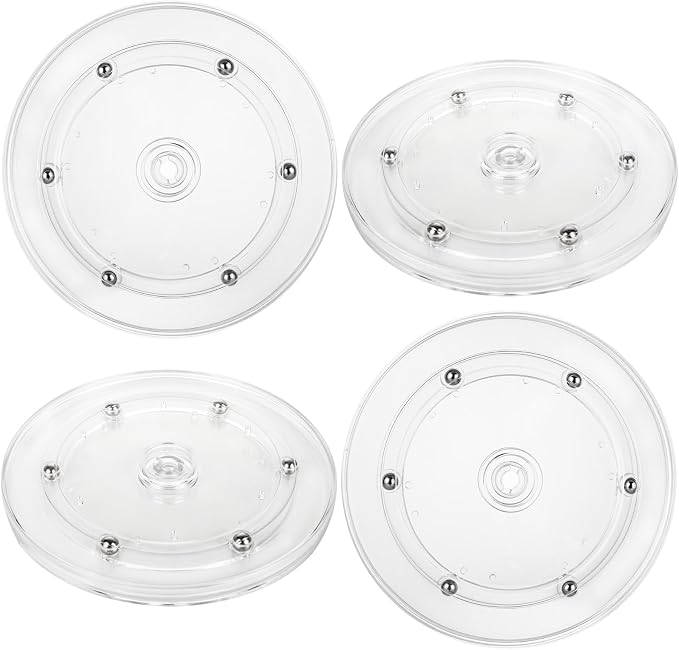 4PCS 6 inch Small Lazy Susan Turntable Clear Acrylic Lazy Susan Mini Acrylic Ball Bearing Rotating Tray for Spice Rack Table Cake Kitchen Pantry Decorating