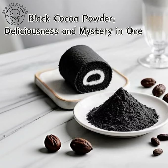 MAHUXIANG Dutch-Processed Organic Cocoa Powder, Rich Black for Baking, Drinks, Dark Hot Chocolate, Ice Cream, Brownies, Frosting, 10-14% Fat Content (1.76oz/0.11LB/50g)