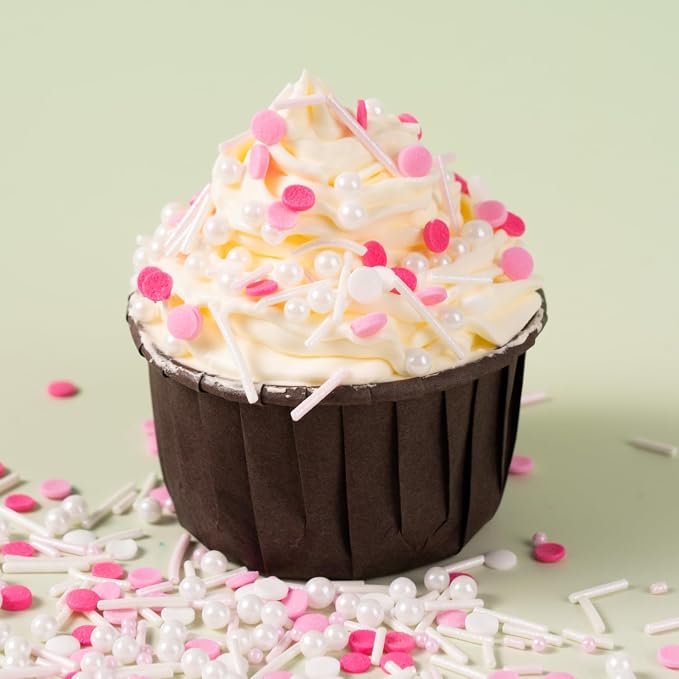 Pink Sprinkles for Cake Decorating 7 OZ Edible Pearl Sugar Sprinkles Topper for Cookie Cupcakes, Candy, Cream, Chocolate Cake Decorations - Jimmies, Nonpareils, Confetti