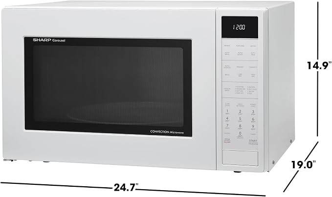 SHARP SMC1585KW Convection Countertop Microwave Oven with Removeable 15.4" Carousel Turntable, 1.5 Cubic Feet, 900 Watt, Sensor Cooking, White