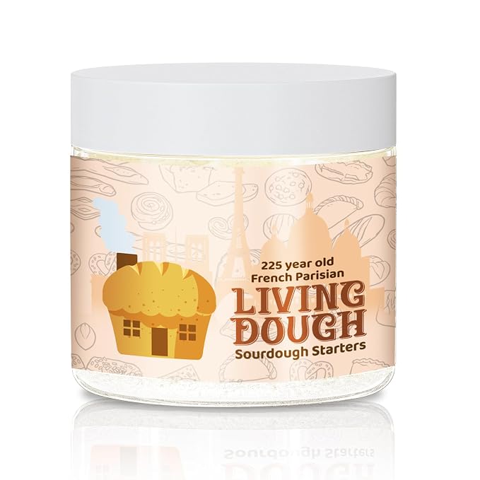 Living Dough - 225 Year Old French Parisian Sourdough Starter Culture - Active & Live Organic Sourdough Starter for Baking - For Artisan Bread, Pizza Dough, Waffles & More