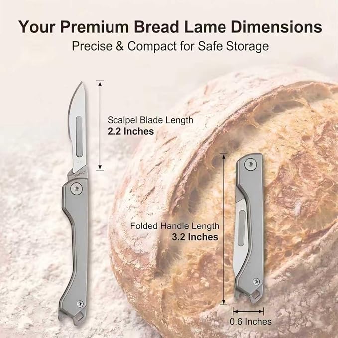 Folding Bread Lame Dough Scoring Tool with 10 Razor Blades and 10 Finger Sleeves, 2 Pack