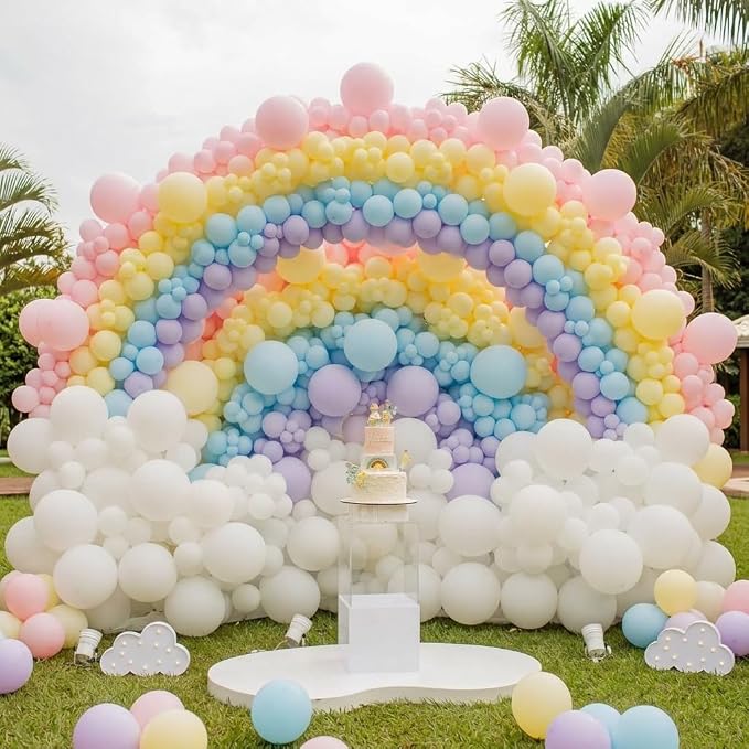 450Pcs Pastel Balloons Garland Arch Kit - 18 12 10 5 Inch Different Sizes Colorful Macaron Assorted Colors Latex Balloon for Baby Shower Girls Spring Birthday Easter Party Decorations