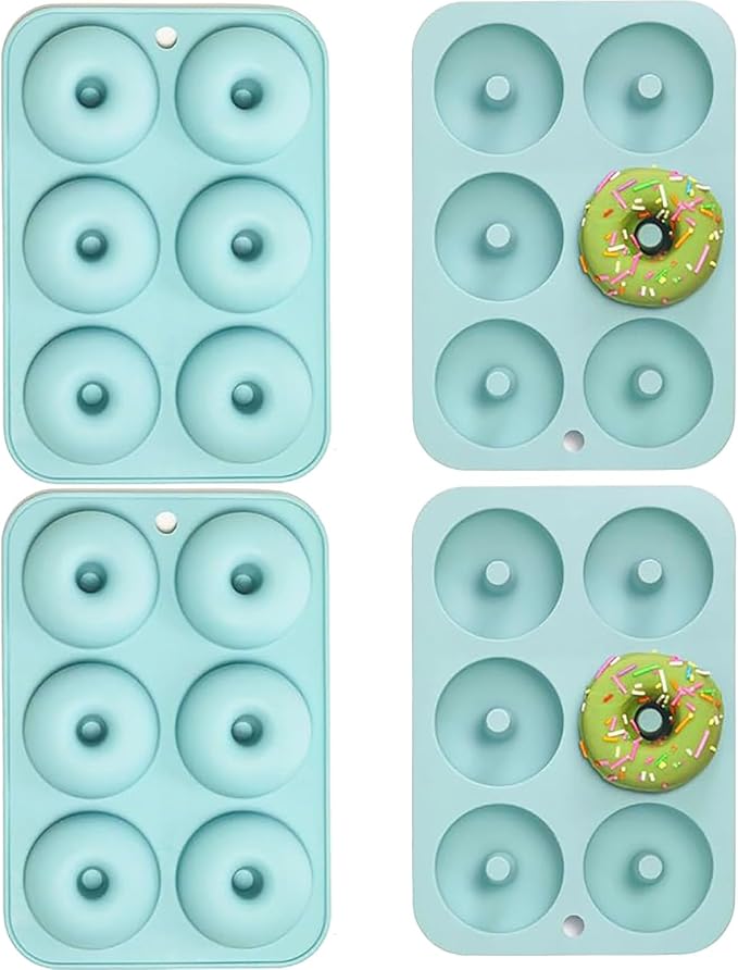 2 Sets Donut Mold - Non-Stick Silicone Doughnut Pan, Non-Stick Food Grade Doughnuts for Cake Biscuit Bagels, BPA FREE, Easy Clean and Dishwasher Microwave Safe (2)