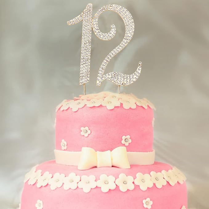 Scotamalone 12 cake topper Premium Bling Rhinestone Diamond Gems for Birthday or Anniversary Party Decoration Ideas