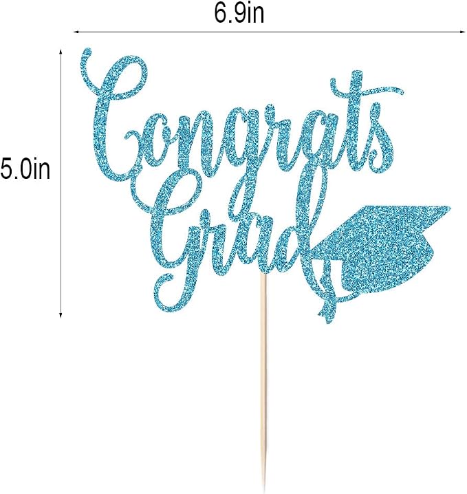 Congrats Grad Cake Topper,2026 Graduation Cake Topper, Congrats Grad Decorations,2026 High School/College/Senior Graduation Party Decorations Supplies. (blue)