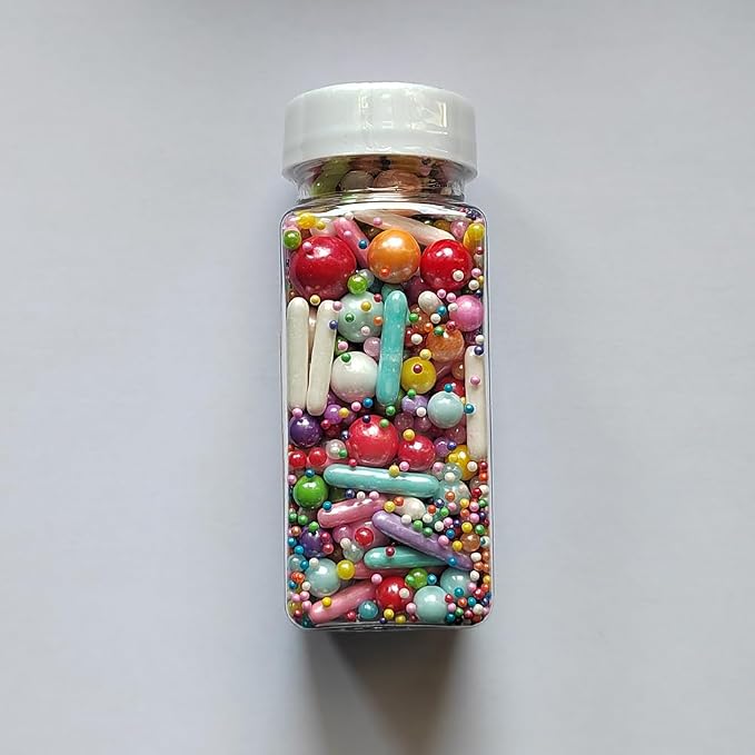 Edible Sprinkles Rainbow Pearl Sugar Candy Mix Size Baking Cake Decorations Cupcake Toppers Cookie Decorating Wedding Shower Party Valentine Halloween Christmas Supplies 100g/3.53oz