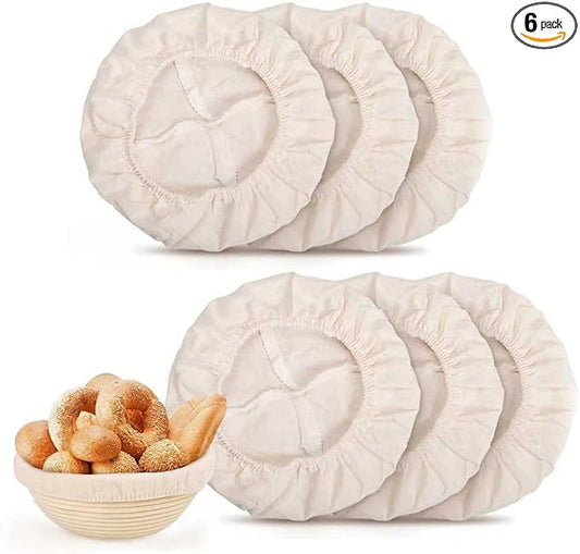6 Pcs Bread Proofing Basket Cloth Liner, 10 Inch Round Banneton Basket Liner, Natural Rattan Banneton Proofing Cloth for Home Baking