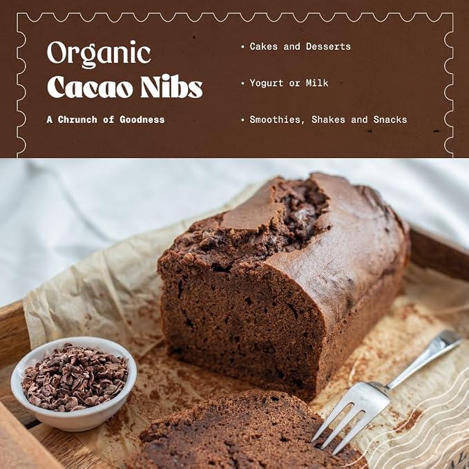 NaturaleBio Cacao Nibs Organic 1 lb. Unsweetened, Non-Alkalized and Pure. Sugar-Free Dark Chocolate Chips Substitute. Non-GMO, Gluten Free, Tested for Heavy Metals. From Raw Cacao Beans