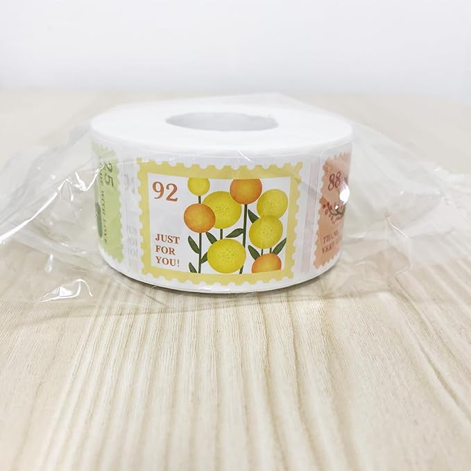 500PCS Flower Stamp Stickers, Cute Floral & Fruit Decorative Adhesive Labels for Gift Wrapping Scrapbooking Card Making Envelope Seals Small Business Packaging