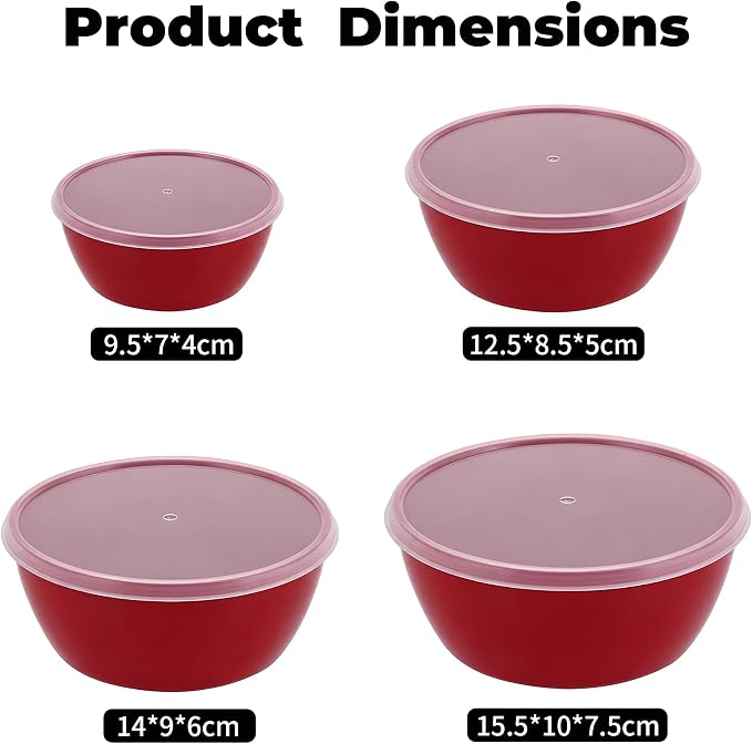 ZHANG XIAO QUAN SINCE 1628 Food Storage Containers Set of 4, PP5 Plastic Fresh-Keeping Container BPA Free, Airtight Lids, Microwave and Freezer Safe, RED