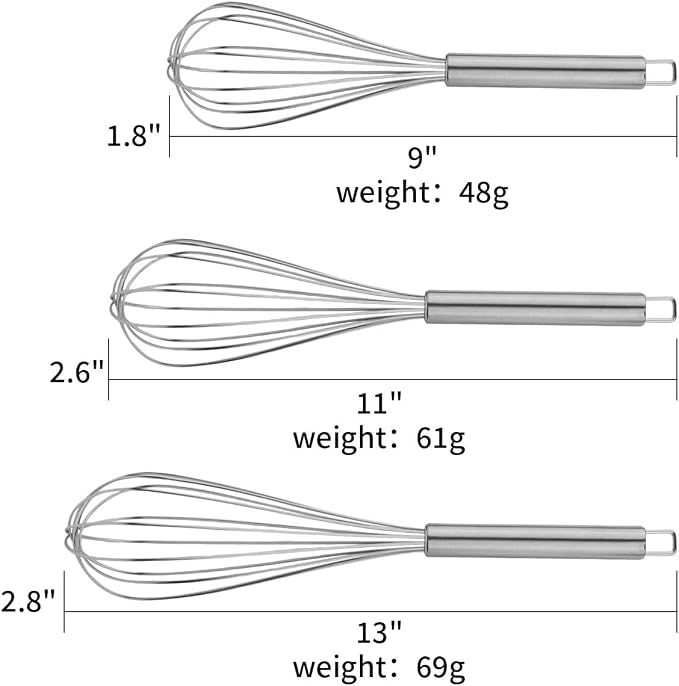 Keewah Whisk Set - 9”, 11”, 13” - Stainless Steel