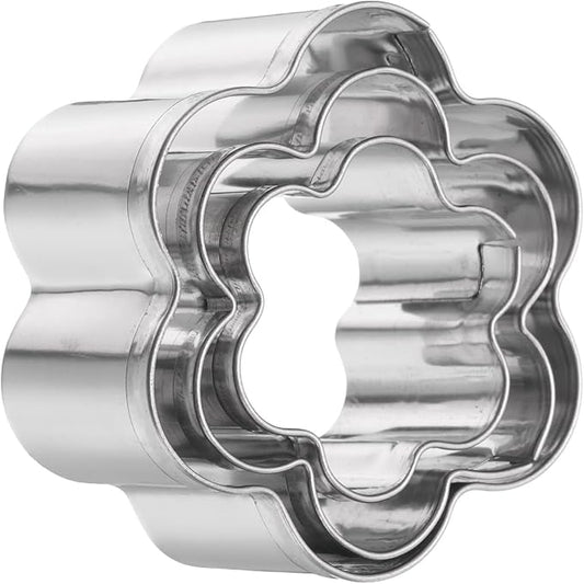 HARFINGTON 3Pcs Flower Cookie Cutters Set Assorted Sizes Stainless Steel Holiday Cookie Cutters Biscuit Mould for Pastry Fondant Cake Cookie
