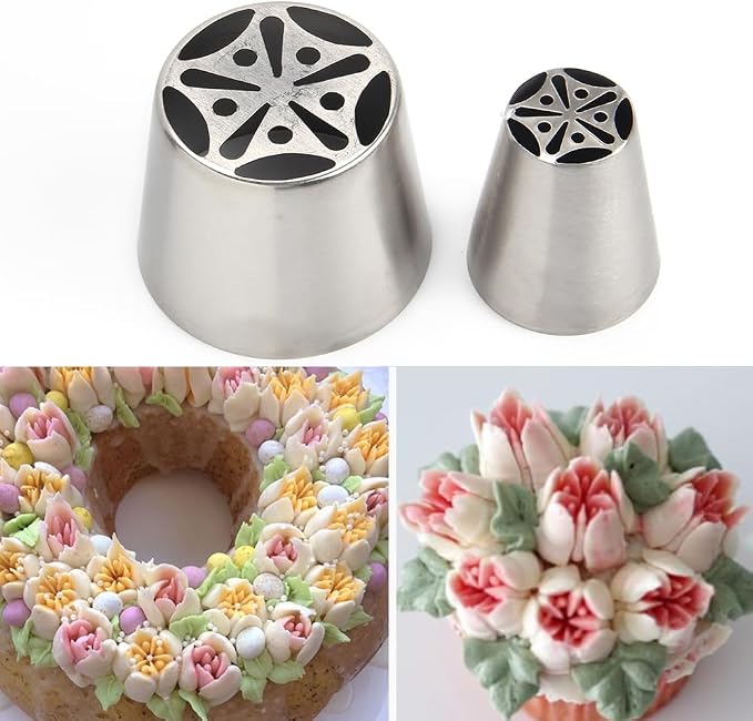 14 PCS Russian Piping Tips Set,Stainless Steel Icing Nozzles for Cake Decorating, Cream Flower Bouquet DIY Cookies, Desserts Baking Tools 1 XXL,1 XL,1 Medium Leaf,10 Piping Bags,1 Brush(S5)