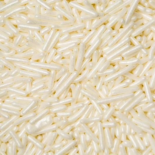 Sprinkles Edible Soft Jimmies Soft Sprinkles for Topping Ice Cream, Cookies, Cakes, Cupcakes, Dessert Decorating MADE IN USA 4 oz (WHITE PEARL)