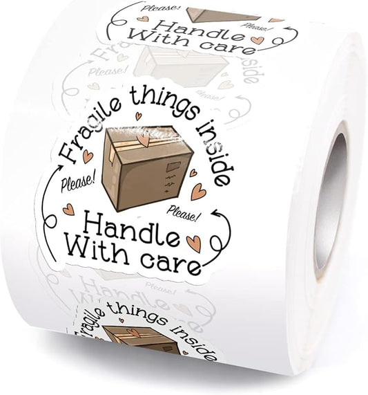 Funny Fragile Things Inside Please Handle with Care Stickers,Fragile Warning Online Retailers Mailbox Paster, Shipping Box Stickers for Shipping and Packing,500 PCS