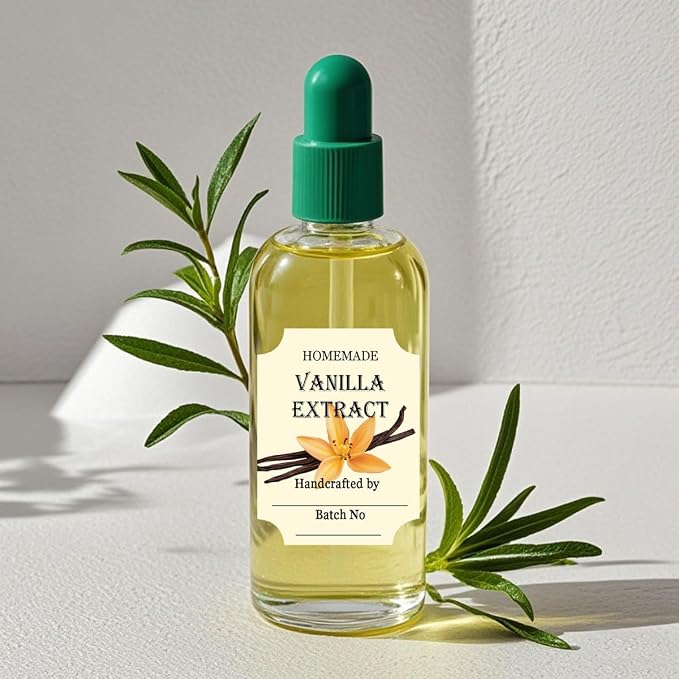 40 Pcs Vanilla Extract Labels 2 * 3 Inch Handmade Stickers for Homemade Honeys or Extracts, Handcrafted Bottles, Bottle Label