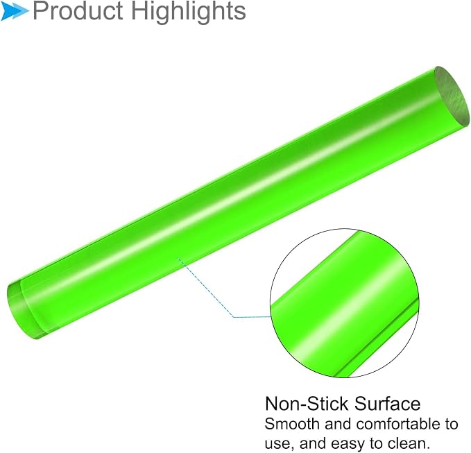 Acrylic Clay Roller, 8 Inch Length 1 Inch Dia., Acrylic Non-Stick Rolling Pin Roller Green - (Applications: for Shaping Sculpting)