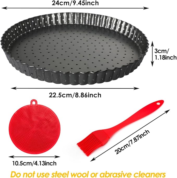 Gutsdoor Pie, Tart & Quiche Pan with Removable Bottom Nonstick Round Quiche Baking Dish Pie Pans for Baking Kitchen (9.5 Inch)
