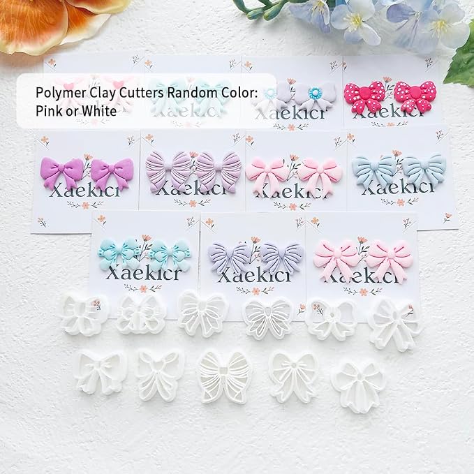 11-Piece Bow Shape Clay Cutters Set - Pink Craft Stencils for DIY Modeling Compound, Polymer Clay, and Scrapbooking, Creative Design Tools for Hobbyists and Makers