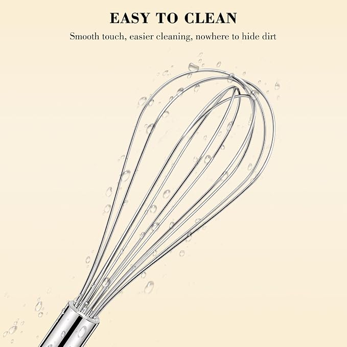 NileHome Stainless Steel Whisk 10" Kitchen Whisk Wisking Tool Kitchen Wisk Wire Whisks for Cooking, Whisking, Blending, Beating, Stirring