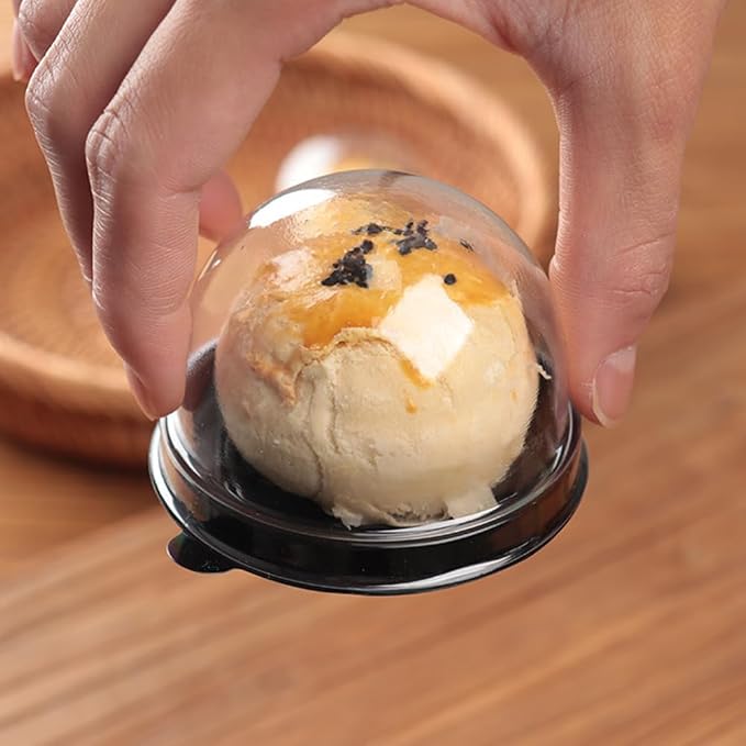 EchoDone Clear Plastic Mini Cupcake Boxes Muffin Pod Dome Single Container Box Wedding Birthday Gifts Boxes Supplies 50 Pack (Black)