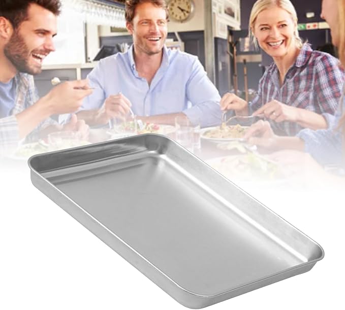 Stainless Steel Baking Tray Premium Thickened Large Rectangular Baking Sheet Pan for Grilling Steaming Roasting Professional Home Kitchen Use Durable Stainless Steel Material (Large)