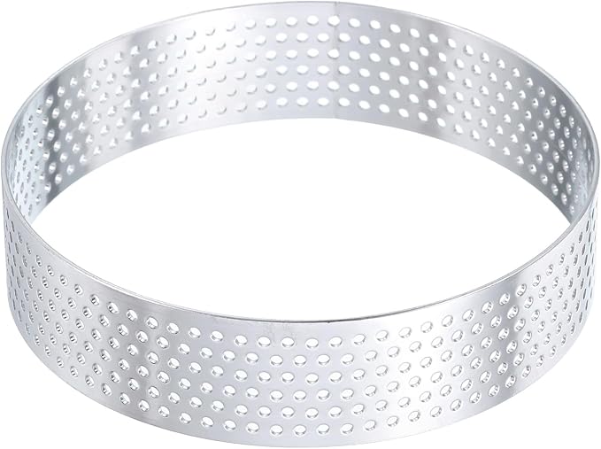 HARFINGTON Stainless Steel Tarts Rings 3.5" Perforated Metal Circle Baking Dessert Mousse Round Cake Ring Non Stick for Home Kitchen Food Cheese Making Tool