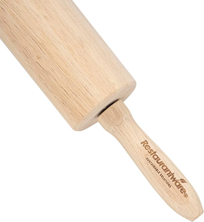 Restaurantware Wood Rolling Pin 10 Count 15 Inches Solid Wood Baking Tool, Ergonomic Dough Roller With Smooth Rotation, Beige Kitchen Pastry Tool for Professional Bakers