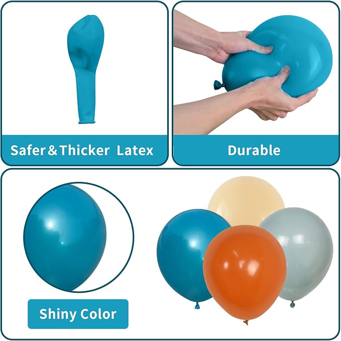Blue and Orange Balloons Arch Kit, Space Balloon Arch Garland Kit With Metallic Silver Balloons, Teal Nude Latex Balloons for Kids Boy Space Party Birthday Orange and Blue Graduation Decorations