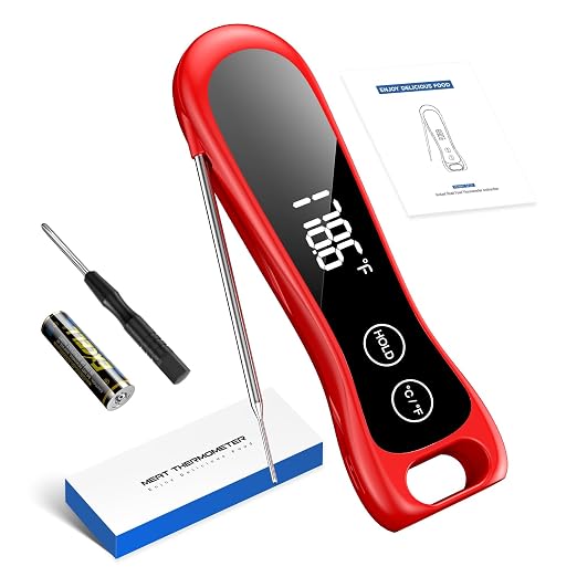 Meat Thermometer Digital, Professional Food Thermometer, 0.5 Sec Instant Read, ±0.5°F Accuracy, IP67 Waterproof Kitchen Thermometer with 180° Rotating Display for Cooking, Grilling, BBQ, Smoker, Oven